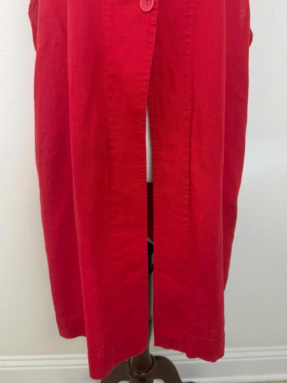 FLAX Red Linen One Button Duster Vest Size Large